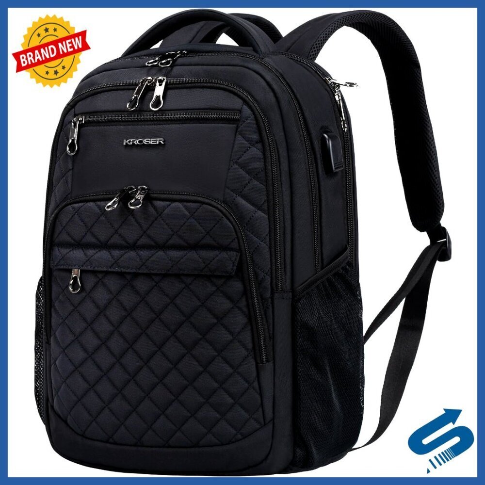 Large Travel Laptop Backpack Water-Repellent Daypack with USB Charging Port